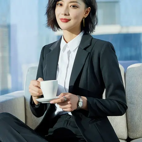 雀后西装外套女2025春季新款职业套装气质黑色工作服正装时尚上衣商品大图