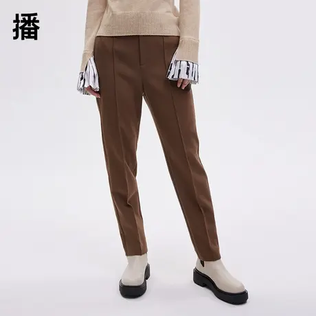 【播奥莱】播春季新款简约利落直筒中位修身显瘦休闲裤子商品大图