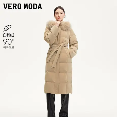 Vero Moda24冬新款光泽面料90绒貉子毛收腰长款羽绒服324412014商品大图