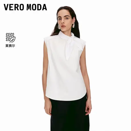 Vero Moda衬衫女2025夏季新款领口系带无袖衬衫简约通勤325259001图片