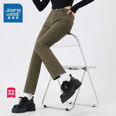 JW真维斯女装休闲裤 冬季纯色绒底长裤女生修身小脚裤子商品大图