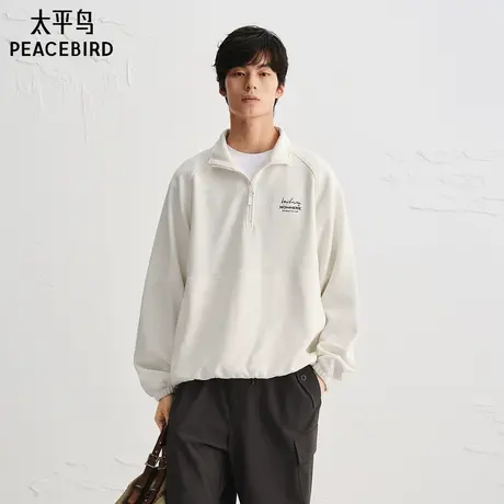 【商场同款】太平鸟男装华夫格肌理卫衣秋新款刺绣上衣B2CRF3210商品大图