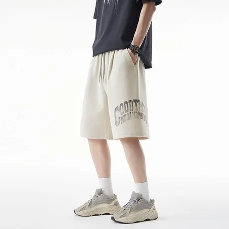 Nuthink美式潮牌字母印花短裤男宽松休闲运动五分裤男裤2025新款图片