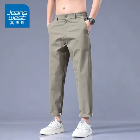 KZ真维斯九分卡其色休闲裤男士宽松商务上班工作耐穿男裤子春秋季图片