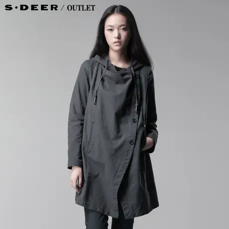 sdeer圣迪奥女装春装英伦时尚斜门襟风衣外套3381846图片