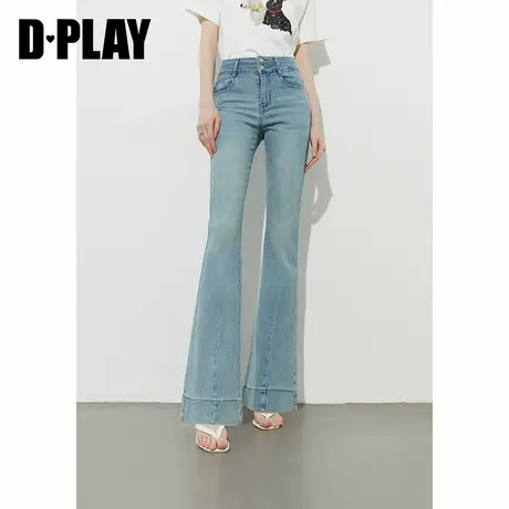 DPLAY【惠品】2025年夏季新款蓝色牛仔裤女气质日常高腰水洗裤子商品大图