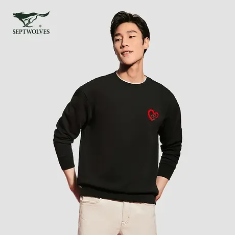 七匹狼圆领卫衣2025年秋季新款男女同款休闲时尚百搭套头衫上衣图片