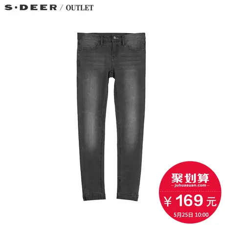 s.🏾deer【🏿闪购】🐀圣迪奥女装深灰色水洗休闲长裤S15280862商品大图