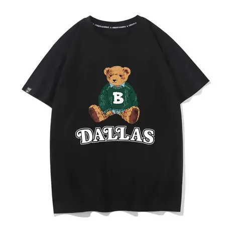 秀洛夏季宽松小熊卡通短袖t恤治愈系卡通印花痛衣夏宽松休闲上衣图片