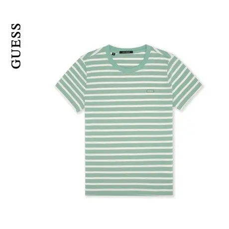 GUESS女士双色撞色横纹百搭纯棉短袖T恤-YO2K9485图片