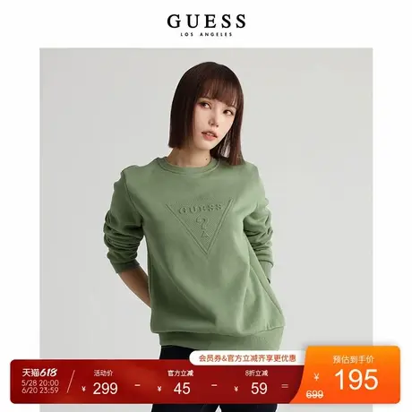 GUESS女士时尚圆领倒三角LOGO卫衣-RL3K5453C图片