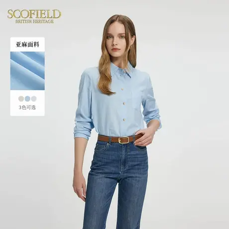 【亚麻老钱风】Scofield女装亚麻翻领衬衫淡人穿搭2025夏季新款图片