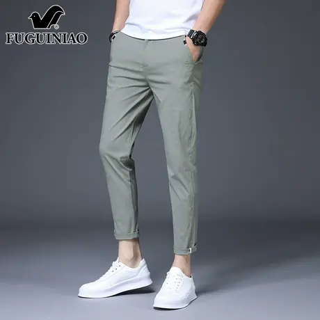 富贵鸟高端休闲九分裤男士夏季2025年新款潮流修身小脚长裤子男裤图片
