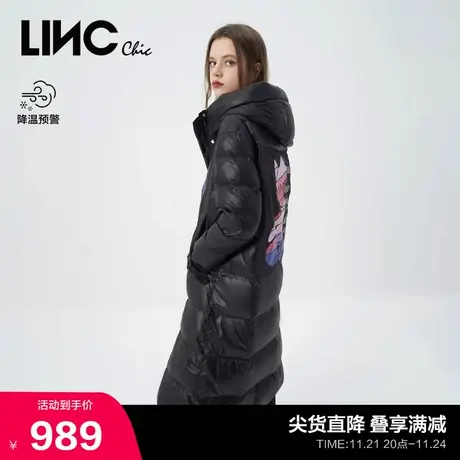 LINCCHIC金羽杰羽绒服女潮流撞色围裹长款羽绒服女冬季Y22808115商品大图