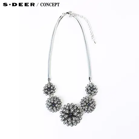 【新品】sdeer圣迪奥专柜正品女装立体感花簇水钻项链S15384333图片