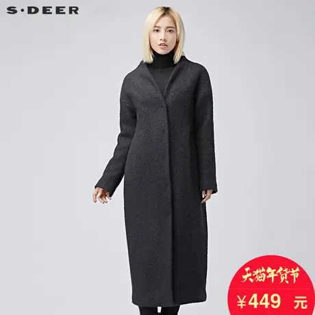 s.deer【新品】圣迪奥女装优雅弧度剪裁纯色长大衣S15481801图片
