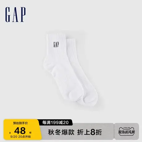 Gap男装秋季2023新款LOGO罗纹针织休闲中筒袜837325透气吸汗短袜图片