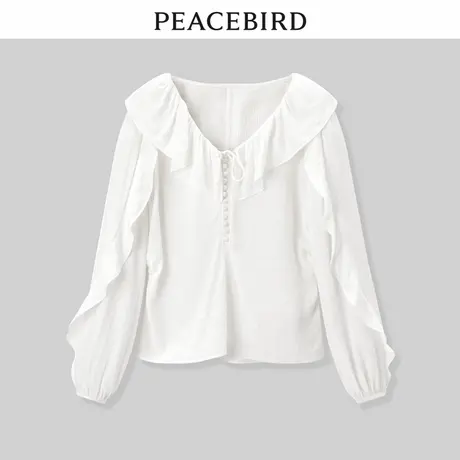 【商场同款】太平鸟女装年秋季新款荷叶边上衣A1CDD3103图片