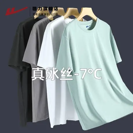 回力冰丝速干t恤男夏季宽松运动短袖男款凉感透气网眼跑步衣服薄H图片