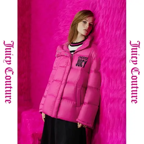 Juicy Couture橘滋春夏新款甜美玫红外套90白鸭绒印花羽绒服女商品大图