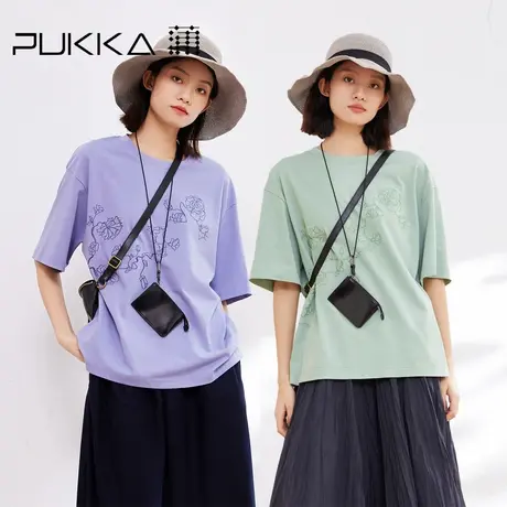 蒲PUKKA 原创设计短袖T恤女夏季新品宽松休闲刺绣上衣图片