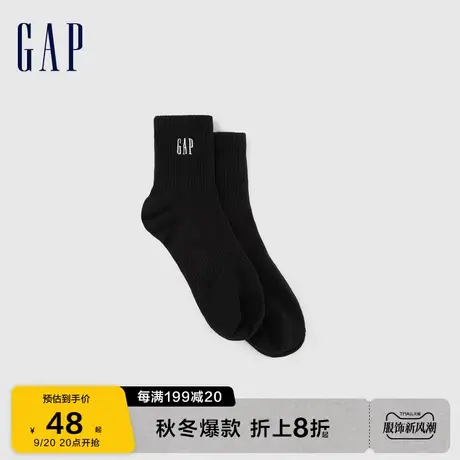 Gap男装秋季2023新款LOGO罗纹针织休闲中筒袜837325透气吸汗短袜图片