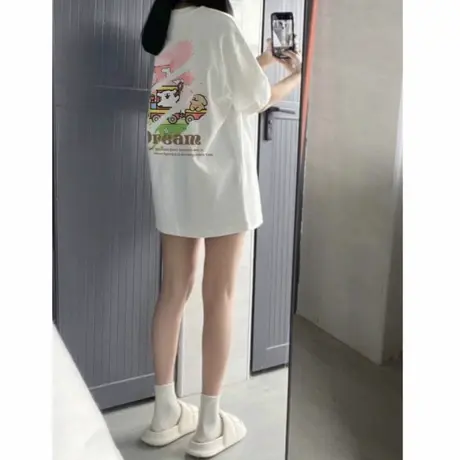 小个子夏季短袖t恤女2025新款卡通设计感上衣宽松大码显瘦体恤ins商品大图