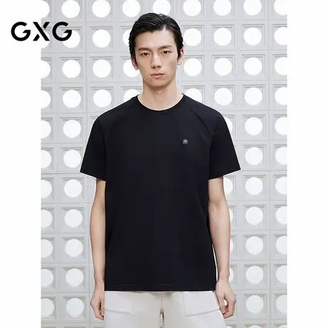 GXG男装 圆领T恤商务简约上衣长绒棉短袖针织 2025夏季新品商品大图