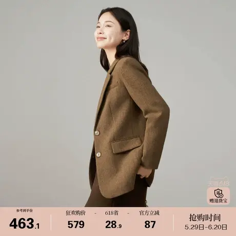 娅丽达法式高级感加厚毛呢西装外套女2024秋冬新款气质休闲小西服图片