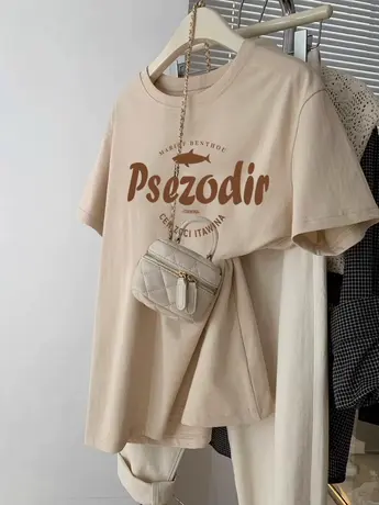 短袖T恤女美式hiphop潮牌纯棉复古ins休闲百搭设计感夏季大码上衣图片