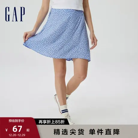 Gap女装夏季新款洋气高腰修身A字型半身裙时尚轻薄碎花短裙671509图片