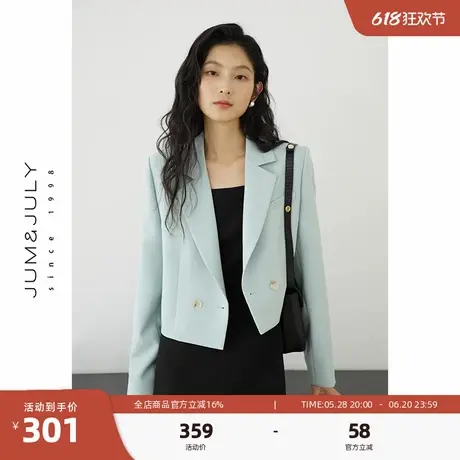 嘉茱莉春季新款休闲西装外套女小个子短款外套上衣一粒扣小西服商品大图