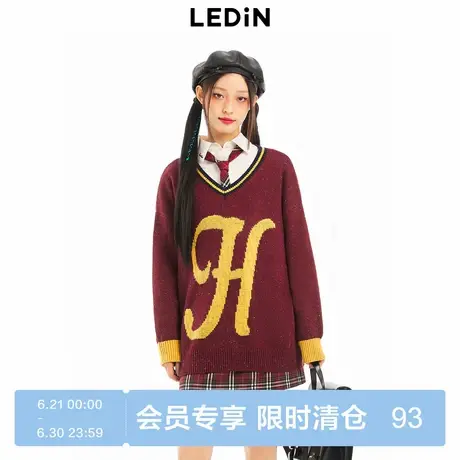 【清仓】乐町字母针织衫早秋季新品V领线套衫女C2EED4336商品大图