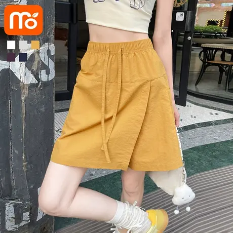 工装裙裤女2025新款夏季薄高腰宽松休闲a字五分短裤半身裙图片