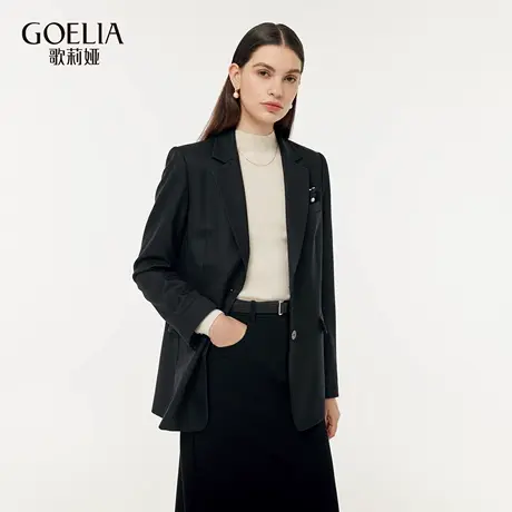歌莉娅春季新品精纺羊毛正肩西装配可拆胸针1E1L6M190商品大图