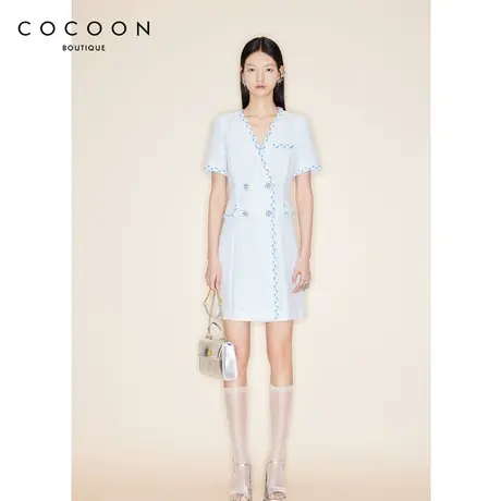 COCOON商场同款连衣裙2023秋季新款女短袖香风裙子23203AF022006商品大图