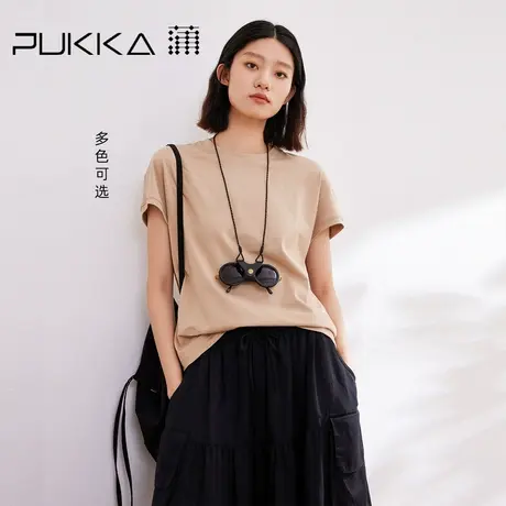 蒲PUKKA 短袖T恤女夏季新款简约百搭绣花设计感上衣图片