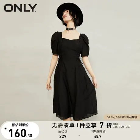 ONLY奥莱夏季甜美中长款蕾丝方领纯色连衣裙女图片