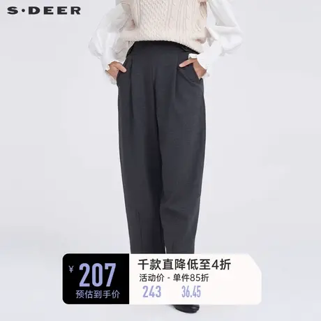 sdeer圣迪奥女装松紧拼接压褶插袋休闲长裤S221Z0805🏣商品大图