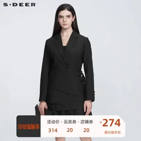 sdeer圣迪奥休闲平驳领收腰不规则西装外套女冬季S21182228🤸商品大图