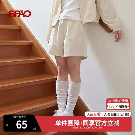 SPAO韩国同款2025年夏季新款女士休闲简约时尚直筒轻薄运动短裤商品大图