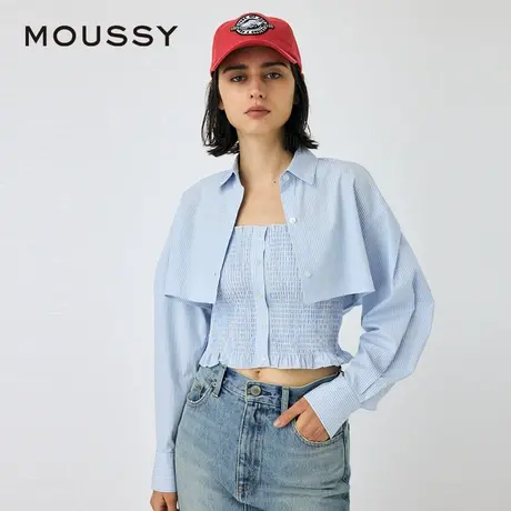 MOUSSY 夏季新品设计感叠搭两件套吊带背心衬衫010HAS30-1521图片
