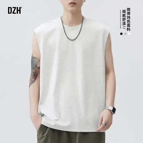 男士打底健身速干无袖背心男款夏外穿025新款美式运动坎肩老头衫图片