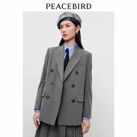 【商场同款】太平鸟女装秋季新款双排扣斯文西装A1BAD3402商品大图
