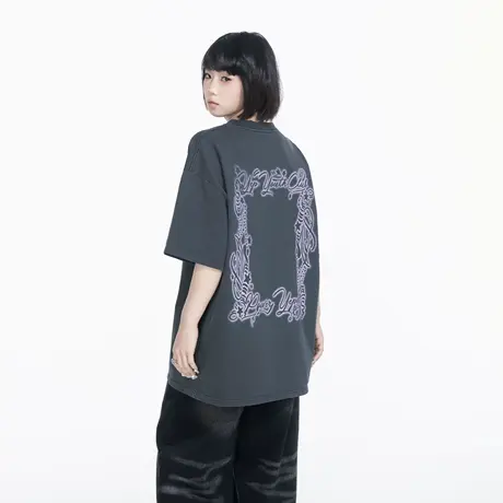 YEP复古设计感印花短袖t恤男女春夏新款情侣装半袖宽松小众上衣潮图片