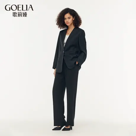 歌莉娅春季新品V领精纺羊毛廓型西装1E1L6M180商品大图