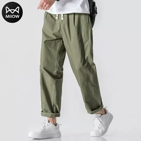 猫人简约时尚休闲裤男士秋季薄款百搭宽松直筒长裤青年运动裤子男图片