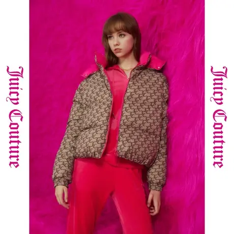 Juicy Couture橘滋春夏新款女装外套90白鸭绒休闲老花羽绒服女商品大图