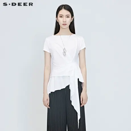 sdeer 圣迪奥 女装立体裁剪纯色T恤S20280121图片