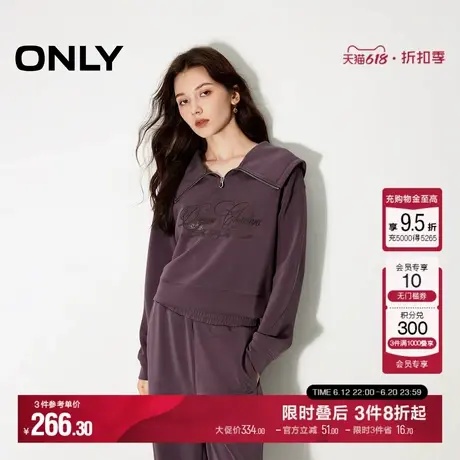ONLY夏季休闲海军领字母刺绣短款长袖卫衣女|12439S025商品大图